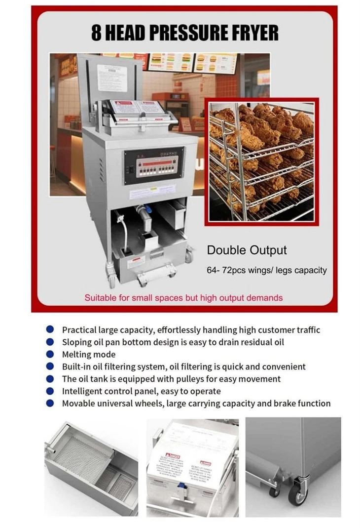 Auto Lift 8-Head Electric Chicken Pressure Fryer suppliers